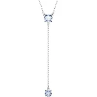 Swarovski Attract Y-Halskette, Rundschliff, blau, rhodiniert, Einheitsgröße, Kristalle, rhodiniert, Kristall