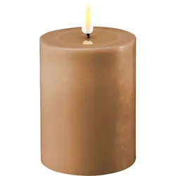 Deluxe Homeart LED Stumpenkerze Real Flame karamell, Ø7,5 x H10cm, karamell