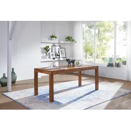 FineBuy Esstisch Massivholz Sheesham Esszimmer-Tisch Küchentisch Landhaus-Stil Braun