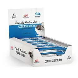 XXL Nutrition - Crunchy Protein Bar - Protein Riegel, Eiweißriegel - 12 Pack - Cookies & Cream - XXL Nutrition