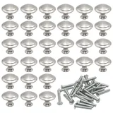 Schrankknöpfe Vintage Möbelknopf Schubladenknöpfe Schrank Knöpfe 30 Pcs Rund Türgriffe 27 mm Schrank Griff Knöpfe Möbelgriffe Edelstahl Türknopf Mit Schraube für Kabinett Schublade Schlafzimmer Silber