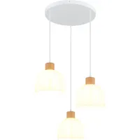 GLOBO LED Pendelleuchte 3-flg. 51 cm rund/Glas/Holz/Metall