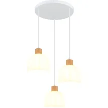 GLOBO LED Pendelleuchte 3-flg. 51 cm rund/Glas/Holz/Metall
