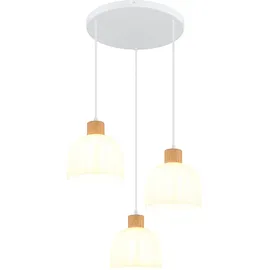 GLOBO LED Pendelleuchte 3-flg. 51 cm rund/Glas/Holz/Metall