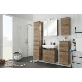 Saphir Quickset Badschrank mit 1 Tür und 2 Schubladen 35 x 90,5 x 33 cm Beige/Braun