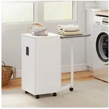 HOMCOM Bügelbrett mobiler Aufbewahrungsschrank, Bügelfläche 86x39 cm, Klappbar, platzsparend, mit Stauraum weiß