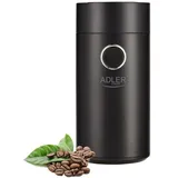 Adler AD 4446bs Elektrische Kaffeemühle 150 W, Füllmenge bis 75g, Mühle für Kaffeebohnen, Kaffeemühle mit Sicherheitsblockade, schwarz-silbern
