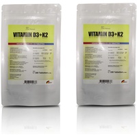 Vitamin D3 5000 I.E. (Cholecaliferol) + Vitamin K2 MK7 (All-Trans Menaquinon 7 - MK7 ) 200mcg - 2 Beutel (360 vegane Tabletten 2 Packungen a 180)