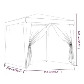 vidaXL Partyzelt mit 4 Mesh-Seitenwänden Blau 2,5x2,5 m HDPE
