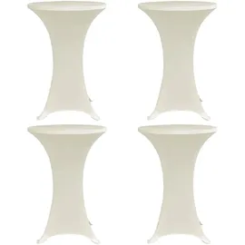 deluke Tischhussen für Stehtische 4er Set AMAU Stretchhusse Ø80cm cremefarben Hussen elastisch Stehtischhusse Stehtisch-Abdeckung
