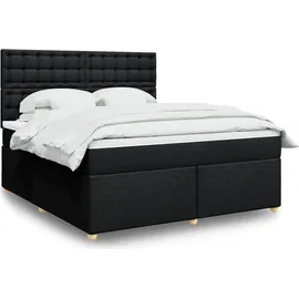 vidaXL Boxspringbett mit Matratze Schwarz 180x200 cm Stoff