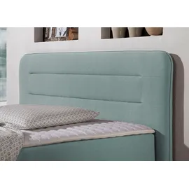 Home Affaire Boxspringbett HOME AFFAIRE "Manchester", blau (petrol), B:180cm L:208cm, Strukturstoff-Bezug (100% Polyester), Komplettbetten, Boxspringbett, 5 Breiten, 3 Ausführungen, 2 Härtegraden, Topper, Steppung