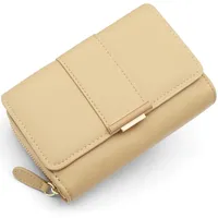 HNOOM Geldbörse Damen Klein Portemonnaie Damen PU Leder Geldbeutel Damen mit Reißverschluss Münzfach Mini Brieftasche Kreditkartenetui mit 9 Kartenfächer, Geschenke für Damen(Gelb-1