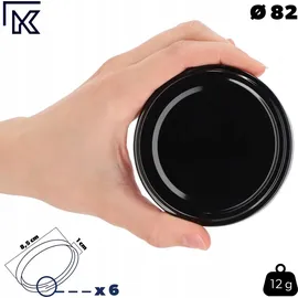 Kadax Einmach-Deckel Set aus Metall "Virbo", mit 6 Einrastzähnen, Schwarz, 82 mm, Twist-Off-Deckel Metall,100 Stück,Schwarz - Schwarz