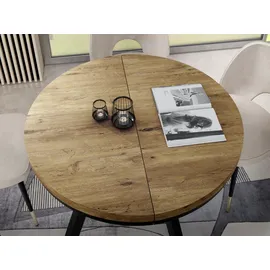 WFL GROUP Esstisch, Eiche, Holzwerkstoff, 10-Sitzer, Rund,Rund, 100x76x100 cm, Esszimmer, Tische, Esstische