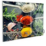 DEQORI Schlüsselbrett 'Gewürze auf Löffeln ', (1 St), Schlüsselhalter Schlüssel Haken Schlüsselboard modern Schlüsselleiste bunt