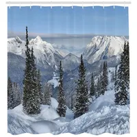 ABAKUHAUS Duschvorhang Winter Woodland 175 x 200 cm grün