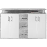 Carryhome Sideboard Grau, Weiß, - B/H/T ca. 139,00x90,00x34,00