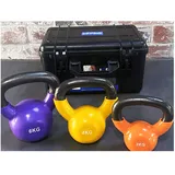 Kettlebell Professional Hantel  2,4 und 6 kg mit Aufbewahrungskoffer Kugelhantel