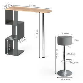 Vicco Bartisch Vincent 113 x 40 cm Goldkraft Eiche/Grau