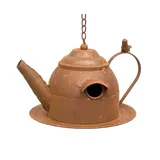 DanDiBo Ambiente Vogelhaus zum Aufhängen Edelrost Deko Rost Gießkanne Wetterfest 96423 Nistkasten Futterstation für Vögel Shabby mit Kette hängend Metallkanne Kanne Balkon