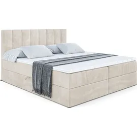 altdecor Boxspringbett mit H4 Matratze und Topper - 120 x 200 cm - OTTA - Taupe Samt - Polsterbett mit Bettkasten und Lattenrost, Bett mit Stauraum - Taupe