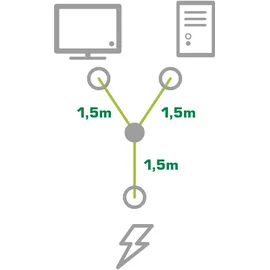 InLine Netz-Y-Kabel, Kaltgeräte, 1x IEC-C14 auf 2x IEC-C13, 3m