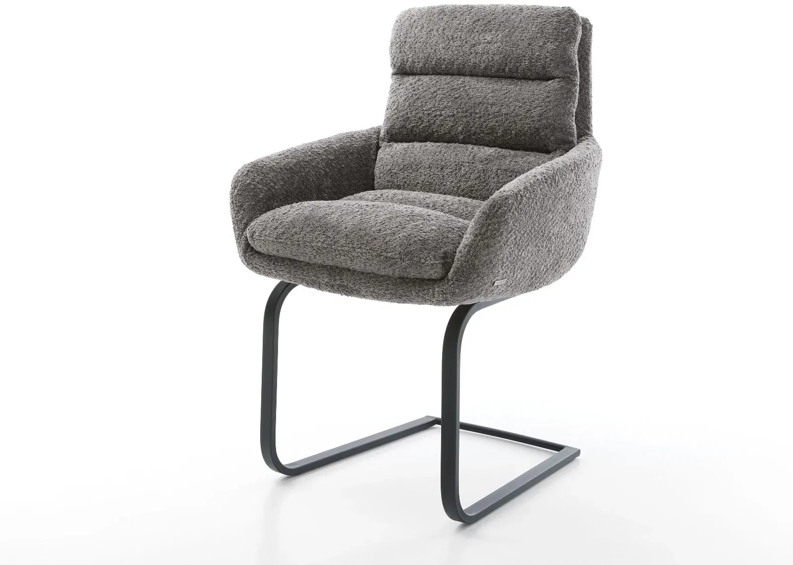 DELIFE Cantilever Abelia-Flex avec accoudoirs bouclé gris cantilever plat noir, Chaises de salle à manger