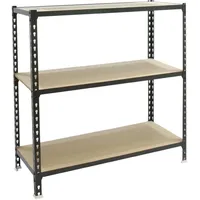 Simonrack Schwerlastregal, Lagerregal, 100x100x30 cm, Metallregal, Kellerregal, Biegestelle 150 kg, 3 Holzfachböden, Anthrazit/Holz - Maderclick