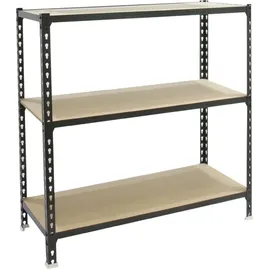 Simonrack Schwerlastregal, Lagerregal, 100x100x30 cm, Metallregal, Kellerregal, Biegestelle 150 kg, 3 Holzfachböden, Anthrazit/Holz - Maderclick