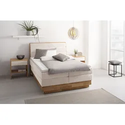 Boxspringbett OTTO PRODUCTS "Jenna", beige (sabbia), B:164cm L:216cm, Komplettbetten, Boxspringbett, ohne LED-Beleuchtung, mit zertifizierten, recycelten Bezugsstoffen