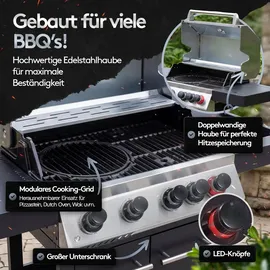 flammenwerk Gasgrill 4+1 Brenner schwarz