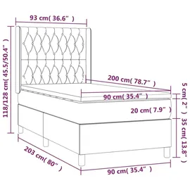 vidaXL Boxspringbett 90 x 200 cm Creme
