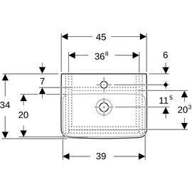 Geberit Renova Plan Handwaschbecken-Set 504034001 Waschtisch weiß / lackiert seidenmatt