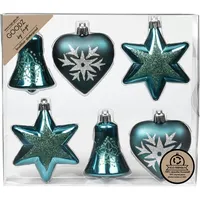 INGE-GLAS 6 Weihnachtskugeln 9cm Kunststoff Christbaumkugeln Weihnachtsbaumkugeln petrol