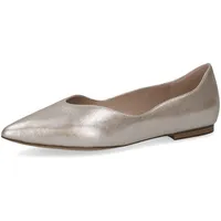 CAPRICE Damen, Ballerinas Leder Spitz, Beige (Taupe Metallic), 38 EU