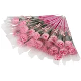 Flora 32 Bunches Duft-Seife Rose Blume, frei von Konservierungsstoffen-Öl Seife, Geschenk für Jahrestag/Geburtstag/Hochzeit/Valentinstag/Muttertag Pink Carnation