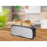 Langschlitztoaster Edelstahl 6 Stufen, Automatische Abschaltung 1400 Watt