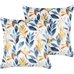 Kissen 2er Set CATTLEYA Samtstoff 45 x 45 cm Pflanzenmuster Bunt