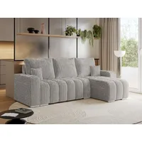 MKS MÖBEL Ecksofa KIRASSO L, Set, Schlafcouch, Bonellfedern, lose Kissen, Ecksofa L-form, Schlaffunktion, Bettkasten, Metallbeine grau