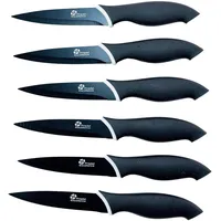 Pradel Excellence CC006N Steakmesser, Klingen antihaftbeschichtet, Stahl, rostfrei, Schwarz, 6 Stück