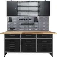 Ondis24 "Konny", schwarz (anthrazit, grau, schwarz), B:160cm H:205cm T:60cm, Metall, Werkbänke, 160 cm, höhenverstellbar, inkl. Hakenset