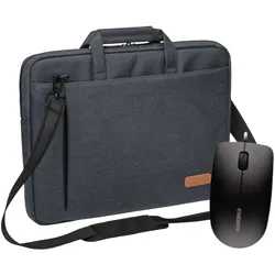 PEDEA Notebooktasche "Elegance", 17,3" + CHERRY MC 1000 Maus für Notebooks bis 43,9cm, grau