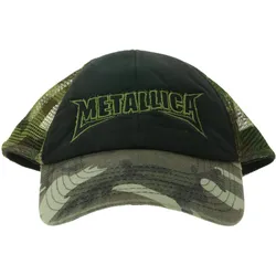 METALLICA Metal-Band Baseball-Cap Baumwoll-Cap mit „Metallica“ Stickerei Trucker-Cap Camouflage TC125115MET Schwarz/Grün - One-Size