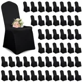 Showgeous 50 Stück Stuhlhussen Schwarz Polyester Spandex Lycra Stretch Stuhlhussen Universelle Waschbare Stuhlhussen für Hochzeitsfeier Esszimmer Bankett Dekoration