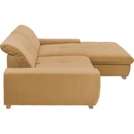 Set One by Musterring Ecksofa "SO 1200 inkl. Sitztiefen- & Rückenverstellung für hohen Sitzkomfort", gelb (honey gelb gct 95), B:276cm H:89cm T:198cm, 100% Polyester, SET ONE BY MUSTERRING, Sofas, Ecksofa, wahlweise mit Bettfunktion und Stauraum, L-Form, auch in Cord Bezug
