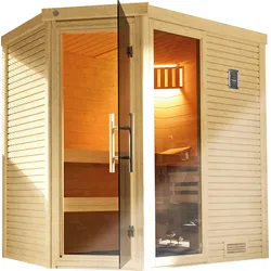 Sauna WEKA "Cubilis", beige (natur), Saunaofen, externe Steuerung, 7,5 kW, Saunen, 7,5 kW-Ofen mit digitaler Steuerung