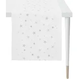 APELT Tischläufer APELT "9600 CHRISTMAS ELEGANCE, Weihnachtsdeko, Weihnachten", bunt (weiß, silberfarben), B:46cm L:135cm, Polyester, Viskose, Tischdecken, Lurex-Jacquardgewebe