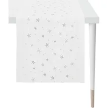 APELT Tischläufer APELT "9600 CHRISTMAS ELEGANCE, Weihnachtsdeko, Weihnachten", bunt (weiß, silberfarben), B:46cm L:135cm, Polyester, Viskose, Tischdecken, Lurex-Jacquardgewebe
