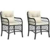 vidaXL Gartenstühle mit Kissen 2 Stk. Schwarz Poly Rattan